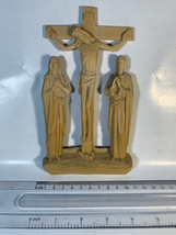 Crucifix Vintage Resin Wall Hanger-Christ on Cross w/Mary &amp; Apostle John... - £27.22 GBP