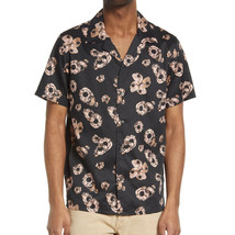 John Varvatos Collection Men&#39;s Short Sleeve Danny Floral Camp Collar Shirt Black - £62.30 GBP