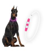 Flycoco LED Rechargeable Dog Collar Light Pink USB Adjustable Safety - $64.35 MXN