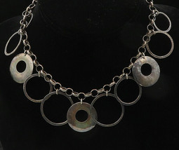 SILPADA 925 Silver - Vintage Dark Tone Open Circles Chain Necklace - NE3522 - £128.47 GBP