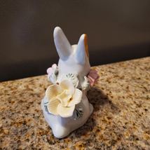 Vintage Rabbit with Porcelain Flowers, Capodimonte Style, Anthropomorphic Bunny image 3
