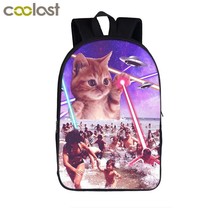 Funny Alien Laser Cat Backpack Teenager Boys Girls School Bags Women Laptop Back - £24.87 GBP