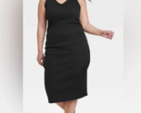 A New Day Women&#39;s Rib Knit Side Ruched Bodycon Dress Black Size XL - $16.39
