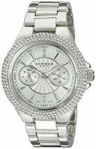 NEW Akribos XXIV AK789SS Womens Crystal Bezel Multifunctional Silver Alloy Watch - £39.52 GBP