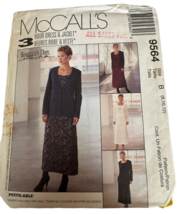 McCalls Sewing Pattern 9564 3 Hour Dress and Jacket Long Sleeves Work 8 ... - $3.99