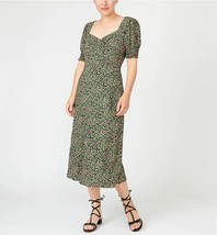 New J Crew Black Green Pink Floral Sweetheart Neck Smocked Sleeve Midi Dress 2 4 - £47.95 GBP