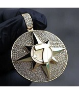 2 Ct Round Cut Moissanite Men&#39;s Percenter Pendant 14k Yellow Gold Plated - $267.29