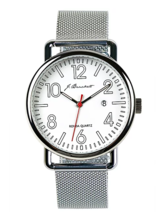 J. Brackett Camden White Stainless Steel Mesh Band Watch - £112.08 GBP