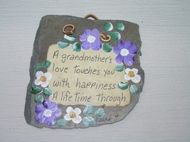 Hand Painted &amp; Signed by Artist Karri A GRANDMOTHER’S LOVE Saying with Purple &amp;  - £6.80 GBP
