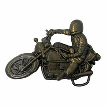 VINTAGE MOTORCYCLE BELT BUCKLE RIDER HELMET FACEMASK BRASSED - £26.90 GBP