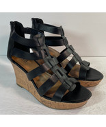 a.n.a Ana Massey Sandals Black Wedge 3.5" Heels, Zipper Back Women’s Size 7.5M - $29.95