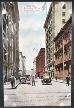 c1910 Oak Street Portland OR Oregon Looking West Postcard Downtown - £5.92 GBP