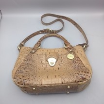 Brahmin Brown Croc Leather Satchel Crossbody Handbag Double Handle Long ... - $102.56 CAD