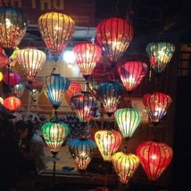 Terrapin Trading Vietnamese Silk &amp; Bamboo Lampshade/Lantern (14 inch / 35cm) (Re - £28.59 GBP