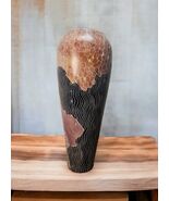 Vintage Hand Carved Soapstone 12&quot; Vase &quot;Stone Age&quot; Made in Kenya - $96.10 CAD