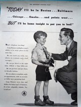 American Telephone &amp; Telegraph Co Bell System Dad &amp; Son Print Ad Art 1952 - $12.99