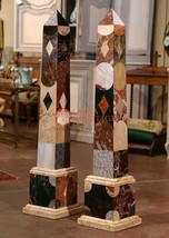 White Random Multi Stones Marble Obelisk Egyptians Antique Marble Custom... - $980.11+