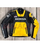  Men&#39;s Honda  Black &amp; Yellow Leather Motorcycle Jacket with CE-Approved ... - $2,780.12 MXN+