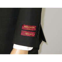 Men Suit BERLUSCONI Turkey Italian Wool 180's Single Breasted 623-01 Black Plaid image 4