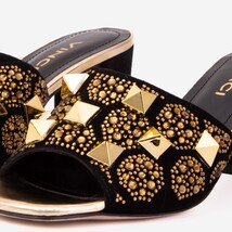 The Chantilly Black Glitter Leather Women Sandal image 3