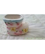 Vintage Ceramic Baby Boot Planter With Butterflies, Flowers &amp; Bow - €6,79 EUR