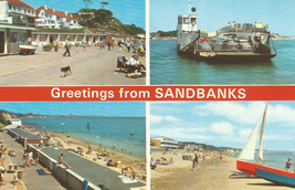 Sandbanks Beach Vintage Banner Postcard 4 Views Ferry Cottages Promenade ENGLAND - £4.74 GBP