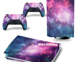 For PS5 Disc Edition Console &amp; 2 Controller Galaxy Vinyl Wrap Skin Decal  - $16.97