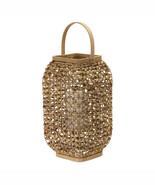 Woven Wicker Lantern with Glass Insert 16&quot;H - $1,265.66 MXN