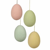 Bethany Lowe Easter Spring Set of 4 &quot;Pastel Flocked Egg Ornaments&quot; LC7046 - £19.92 GBP