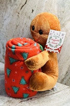 Huggable Friends Christmas Col. Stuffed Gingerbread Man Throw  Blanket 9” - £42.79 GBP