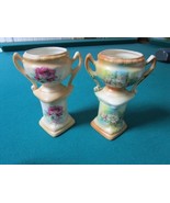 Pair Of Antique Urns 6&quot; Made In Czechoslovakia 5 1/2&quot;Red Roses  [130h] - $64.35