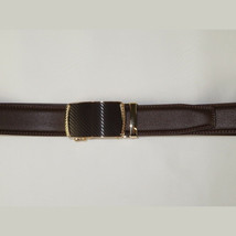 Mens VALENTINI Leather Belt Automatic Adjustable Removable Buckle RT036 Brown image 3