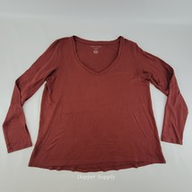 American Eagle Soft &amp; Sexy Plush Top L Rust Long Sleeve V Neck Hole Flaw - $239.70 MXN