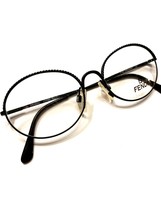 Original 90&#39;s FENDI 10 Matte Black Round Designer Eyeglasses made in Italy - $146.52