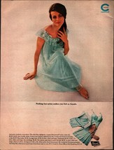 1963 Chemstrand Nylon Print Ad sexy PRETTY Woman in Nylon Nightgown B6 - $24.11
