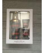 New Kit Cocktail Shaker Set Gift 1 Shaker 18.2 oz and 2 Shot glasses 2 o... - £8.56 GBP