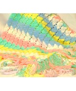 Hand Crocheted Baby Blanket Afghan Multi-Color 46&quot; x 40&quot; - £19.46 GBP