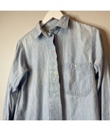 Vintage LL Bean Shirt Womens Large Blue Floral Embroidered Made in USA B... - £8.09 GBP
