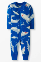 NWT Hanna Andersson Blue Swimming Sharks Zip Sleeper Cotton Pajamas 12-1... - $23.03