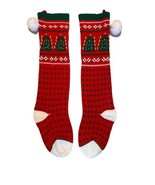 Large Pair Of Red Knit Christmas Stockings Knit Christmas Tree - 23&quot; Ea - $562.98 MXN