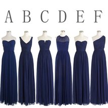 Mismatched Bridesmaid Dresses Navy Blue A Line Cheap Wedding Party Dresses Long - £95.93 GBP