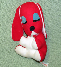 8&quot; FUN WORLD RED DOG Vintage Cloth Plush Sleeping Closed Felt Eyes Stuffed Toy - £9.09 GBP