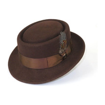 Mens Bruno Capelo Dress Hat Australian Wool Crushable Pork Pie Jazz PP101 Brown image 2