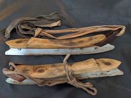 Antique Dutch Steeds Vooran Staal Slade Original Leathers Wood Ice Skate... - £42.56 GBP