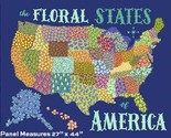 27&quot; X 44&quot; Panel Floral States of America Flowers Cotton Fabric Panel (D6... - $11.21