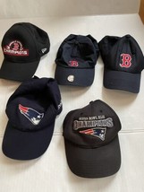 New England Patriots Boston Red Sox Adjustable Hat Lot (5) Blue OSFM New... - £13.37 GBP