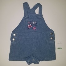 NWT Kids Headquarters Blue Shortalls Baby Girl 18 Months Overall Shorts Flowers - £7.78 GBP