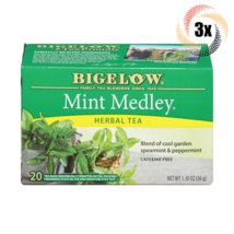 3x Boxes Bigelow Mint Medley Natural Herbal Tea | 20 Pouches Per Box | 1... - £15.62 GBP