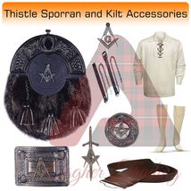Scottish Masonic Design Sporran &amp; Kilt Shirt - Belt -Socks &amp; Antique Accessories - £68.31 GBP