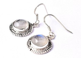 Sterling Silver Moonstone Gemstone Hand Crafted Women Earrings Gift For Sister - £38.89 GBP